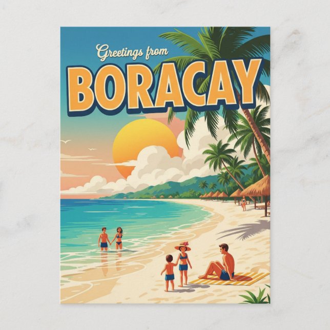 Postal Saludos desde la época de Boracay Filipinas (Anverso)