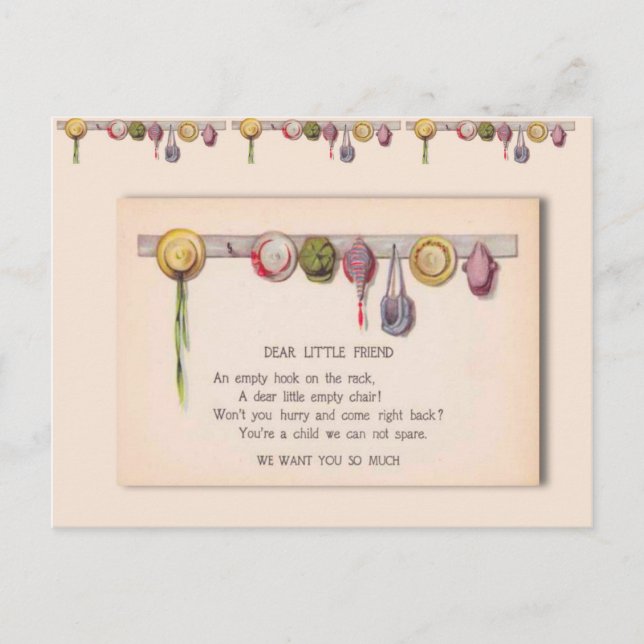 Postal Saludos desde la escuela, para un niño enfermo (Anverso)