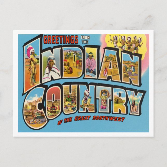 Postal Saludos desde la India Country Vintage Travel (Anverso)