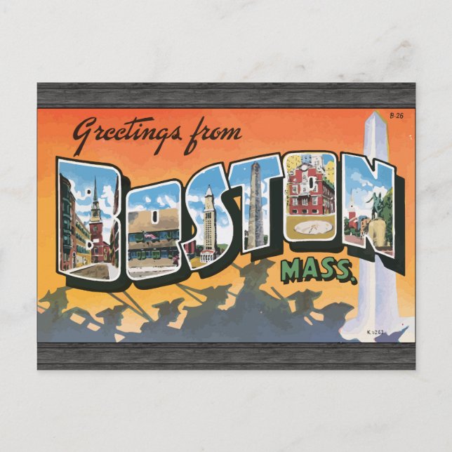 Postal Saludos desde la misa de Boston, Vieja (Anverso)