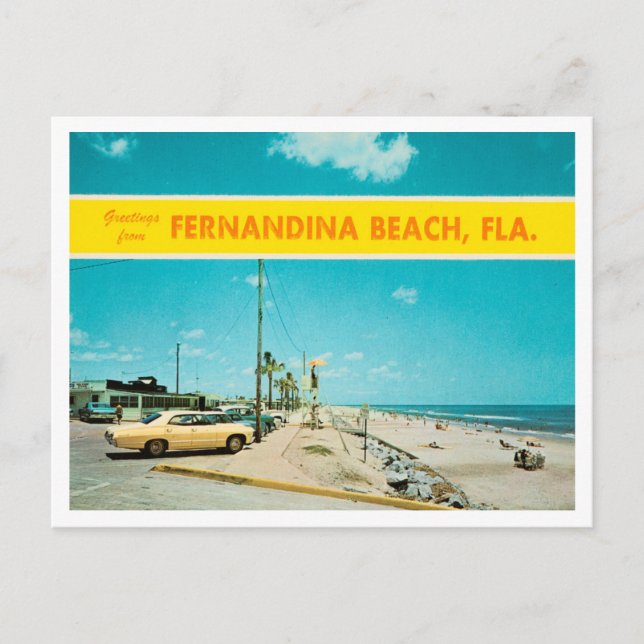 Postal Saludos desde la playa Fernandina, Florida Travel (Anverso)