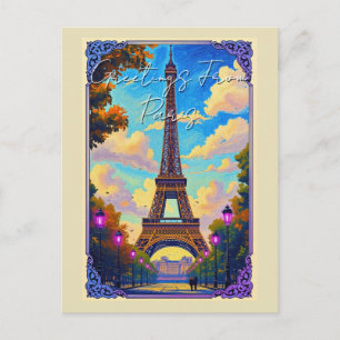 Postal Saludos desde la Torre Eiffel de París Arte Europe
