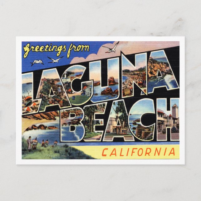 Postal Saludos desde Laguna Beach, California Travel (Anverso)