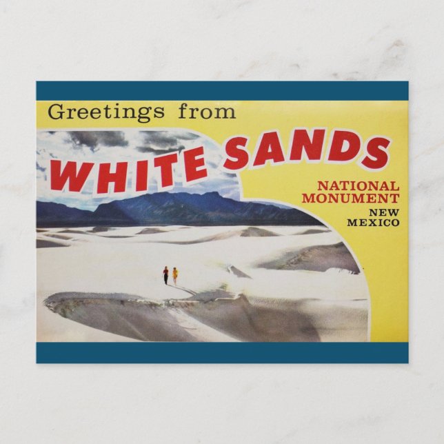 Postal Saludos desde las Arenas Blancas Nuevo México Post (Anverso)