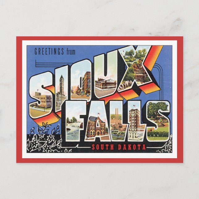 Postal Saludos Desde Las Cataratas De Sioux, Dakota Del S (Anverso)