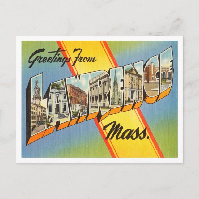 Postal Saludos desde Lawrence, Massachusetts Travel (Anverso)