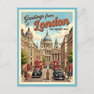 Postal Saludos desde Londres El barrio financiero retro a