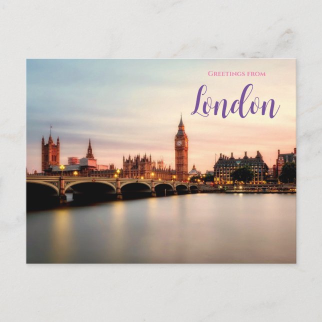 Postal Saludos desde Londres Inglaterra Postcard Big Ben (Anverso)