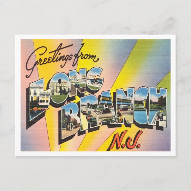 Postal Saludos desde Long Branch, New Jersey Travel (Anverso)