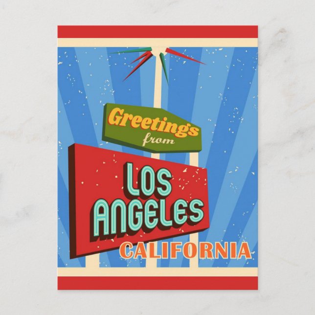 Postal Saludos desde Los Ángeles California Retro (Anverso)