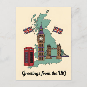 Postal Saludos desde los monumentos británicos de viaje d