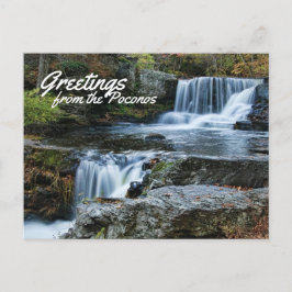 Postal ¡Saludos desde los Poconos! Cataratas de fábrica