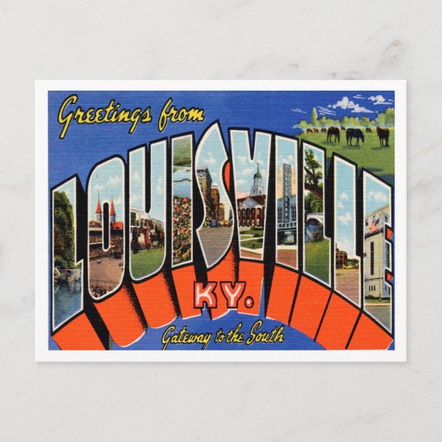 Postal Saludos desde Louisville, Kentucky Vintage Travel (Anverso)