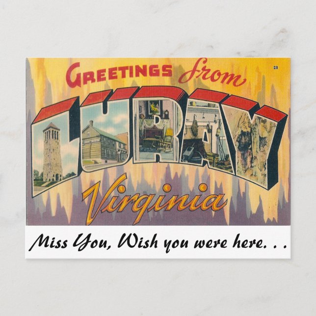 Postal Saludos desde Luray, Virginia (Anverso)