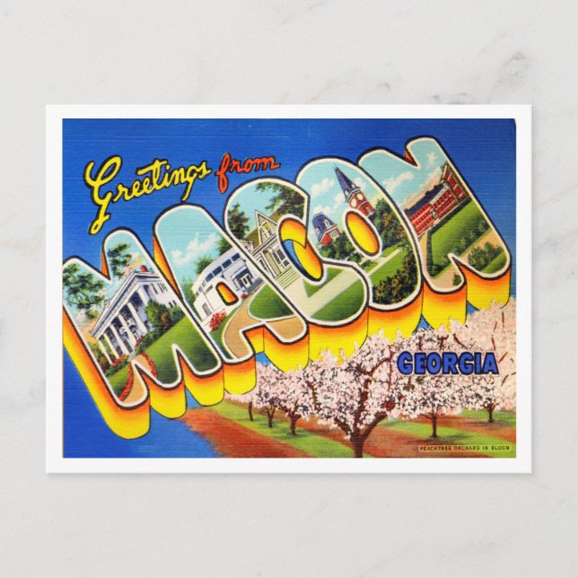 Postal Saludos desde Macon, Georgia Vintage Travel (Anverso)