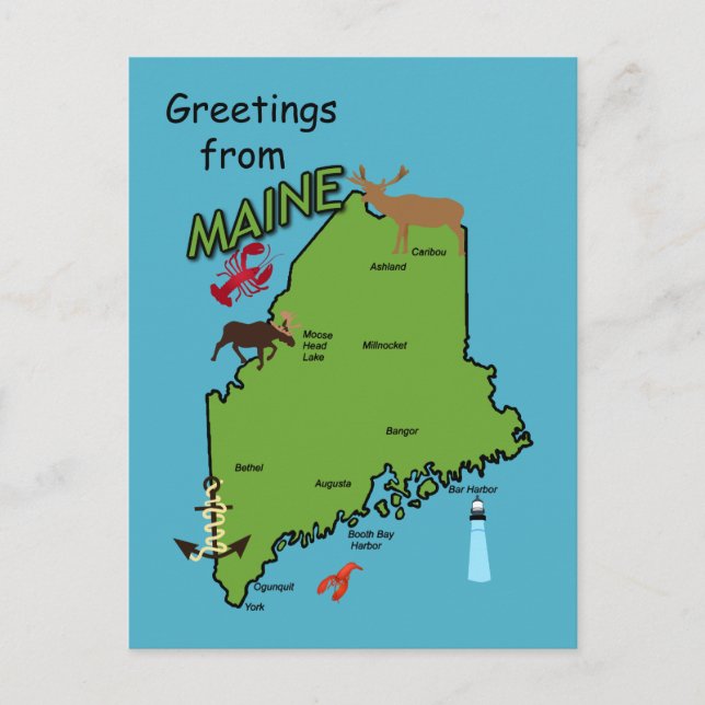 Postal Saludos desde Maine (Anverso)
