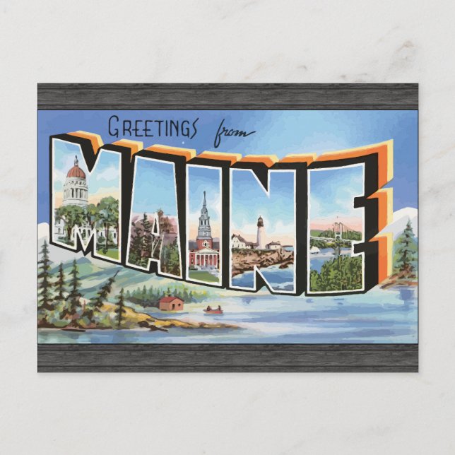 Postal Saludos desde Maine, Vintage (Anverso)