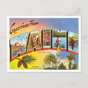 Postal Saludos desde Maine Vintage Travel