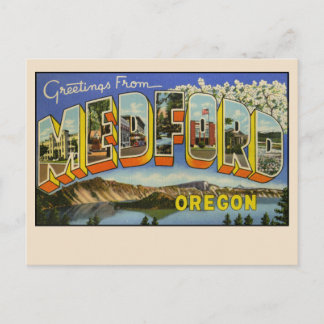 Postal Saludos desde Medford, Oregon Letra Grande