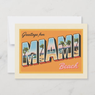 Postal Saludos desde Miami Beach Vintage