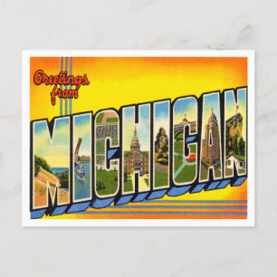 Postal Saludos desde Michigan Vintage Travel