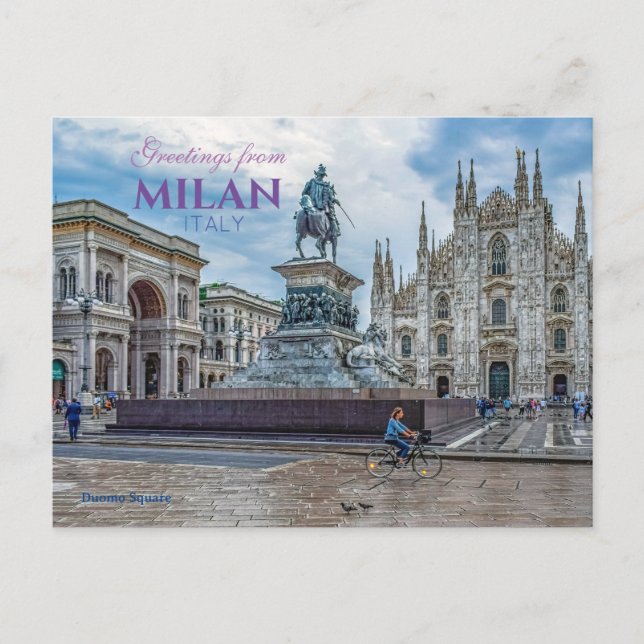 Postal Saludos desde Milán Italia Postcard Scenano Milano (Anverso)