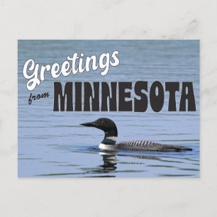 Postal Saludos desde Minnesota con Common Loon
