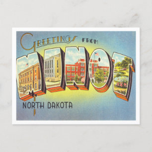Postal Saludos desde Minot, North Dakota Vintage Travel