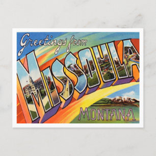 Postal Saludos desde Missoula, Montana Vintage Travel