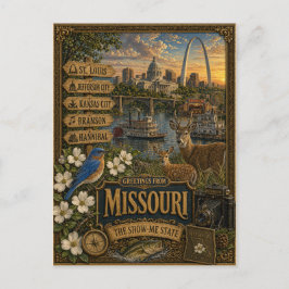 Postal Saludos desde Missouri | Arte Retro Vintage