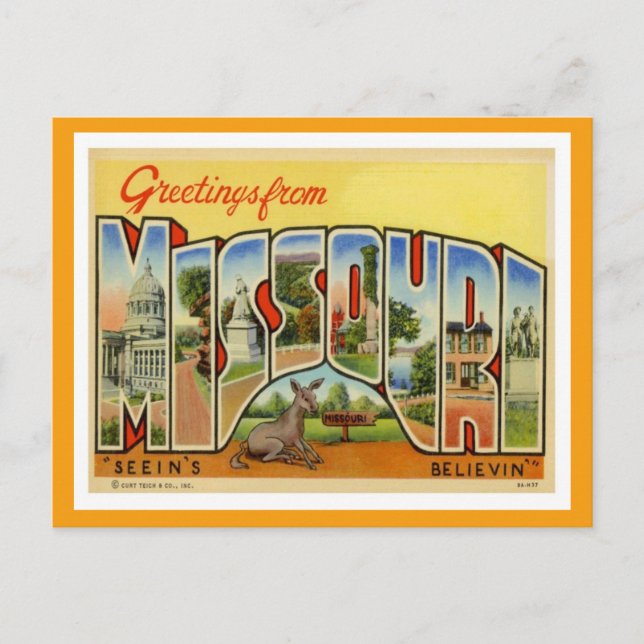 Postal Saludos desde Missouri Vintage (Anverso)