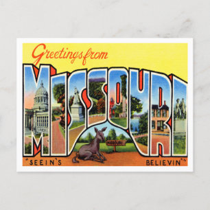 Postal Saludos desde Missouri Vintage Travel