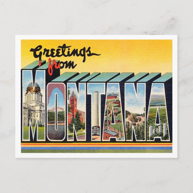 Postal Saludos desde Montana Vintage Travel (Anverso)