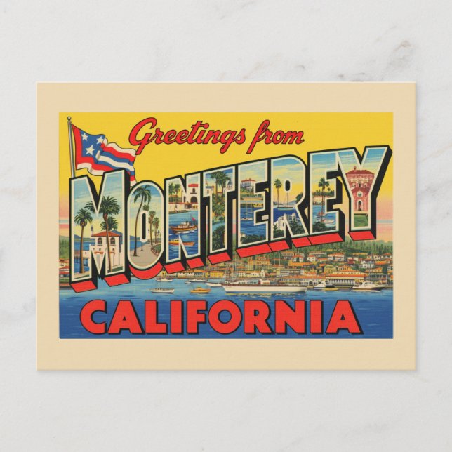 Postal "Saludos desde Monterrey, California" (Anverso)