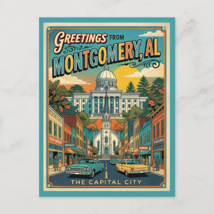 Postal Saludos desde Montgomery AL Retro