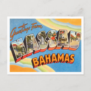 Postal Saludos desde Nassau, Bahamas Viajes Vintage