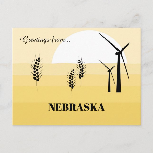 Postal Saludos desde Nebraska State Sunny Monocromático (Anverso)