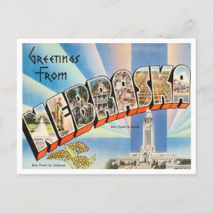 Postal Saludos desde Nebraska Vintage Travel