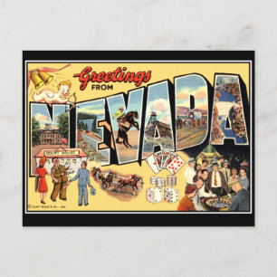 Postal Saludos desde Nevada Vintage Postcard