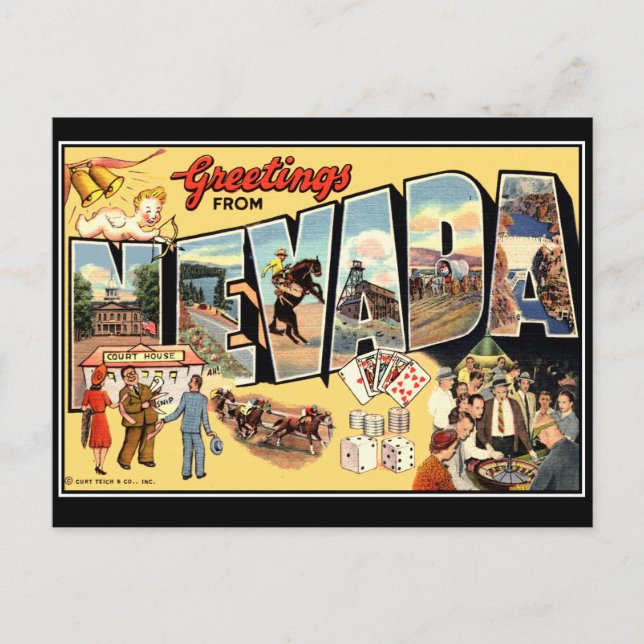 Postal Saludos desde Nevada Vintage Postcard (Anverso)