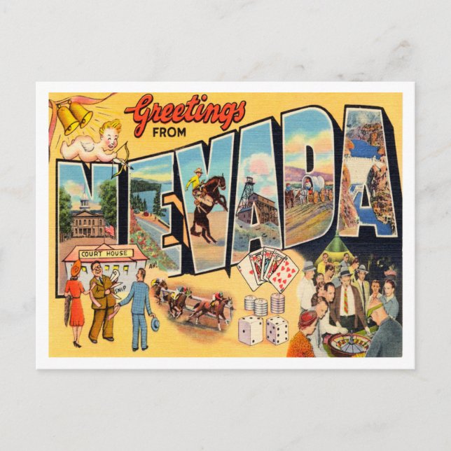 Postal Saludos desde Nevada Vintage Travel (Anverso)