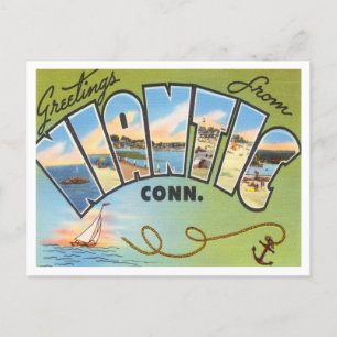 Postal Saludos desde Niantic, Conneticut Vintage Travel