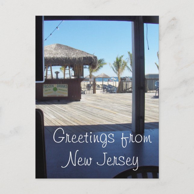 Postal Saludos desde NJ - Playa Point Pleasant (Anverso)