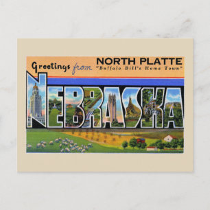 Postal Saludos desde North Platte, Nebraska Vintage
