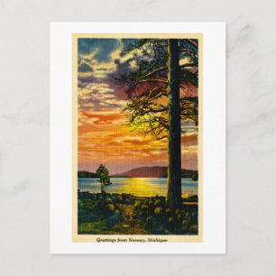 Postal Saludos desde Noruega, Michigan - Vintage