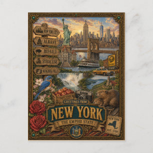 Postal Saludos desde Nueva York   Arte Retro Vintage