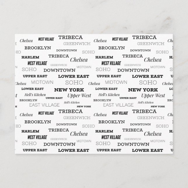 Postal Saludos desde Nueva York, Barrios (Anverso)