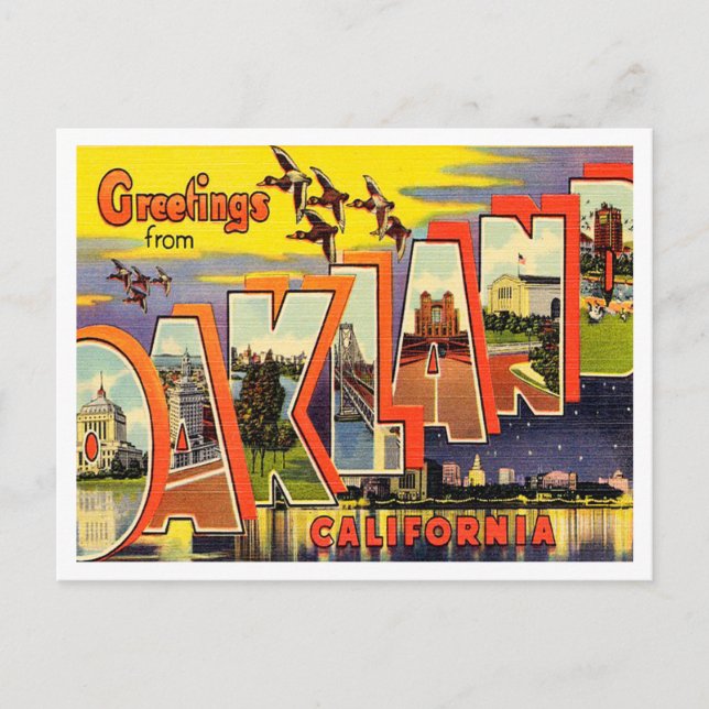 Postal Saludos desde Oakland, California Vintage Travel (Anverso)