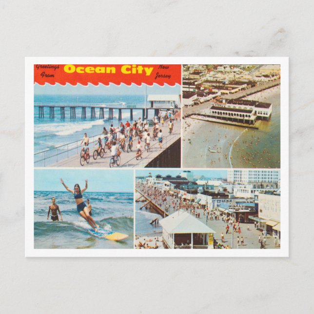 Postal Saludos desde Ocean City, Nueva Jersey Travel (Anverso)