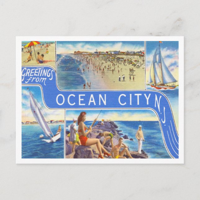 Postal Saludos desde Ocean City, Nueva Jersey Travel (Anverso)